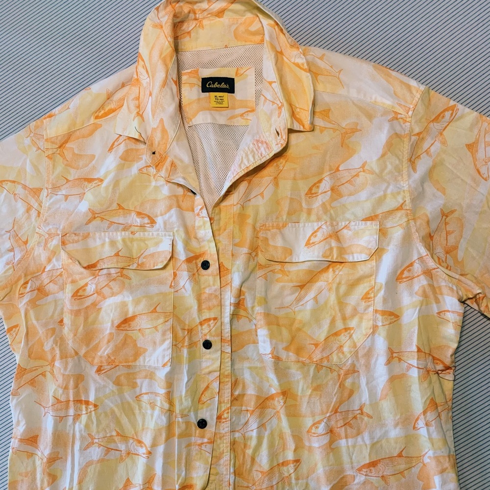 Men’s Cabela’s Fish Pattern Button Down Shirt